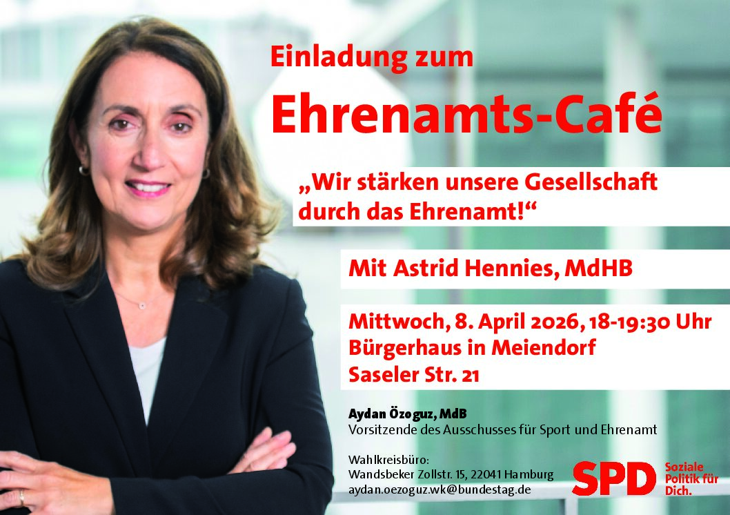 Einladung zum Ehrenamts-Café im Bürgerhaus in Meiendorf